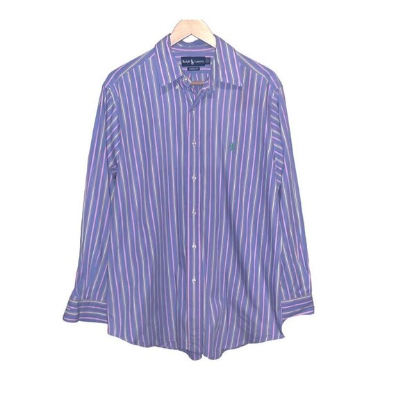 Ralph Lauren Multi Color Long Sleeved Striped Button Classic Fit Shirt Size 16 - Picture 1 of 8